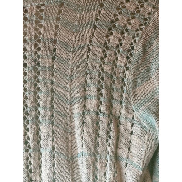vtg Charming Charlie Womens Mint White Knit long sleeve Sweater Small sheer READ - Picture 7 of 10